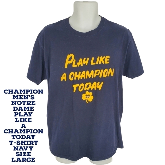 Champion Men's Notre Dame Play Like A Champion Today T-Shirt Navy Size Large - Picture 1 of 8